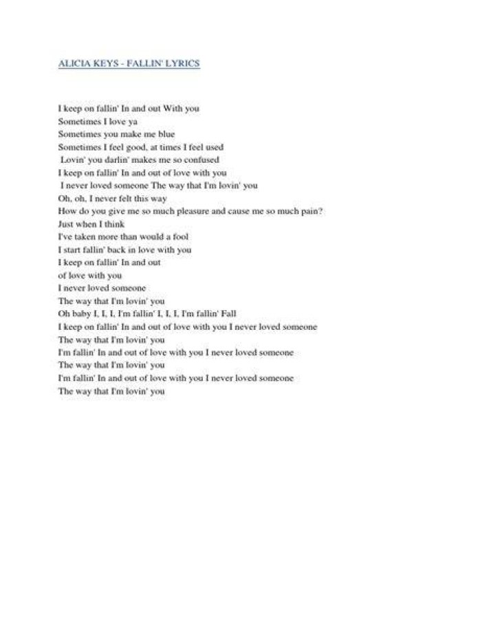 Alicia keys fallin lyrics