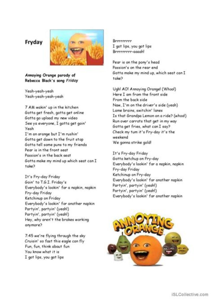 Annoying song lyrics