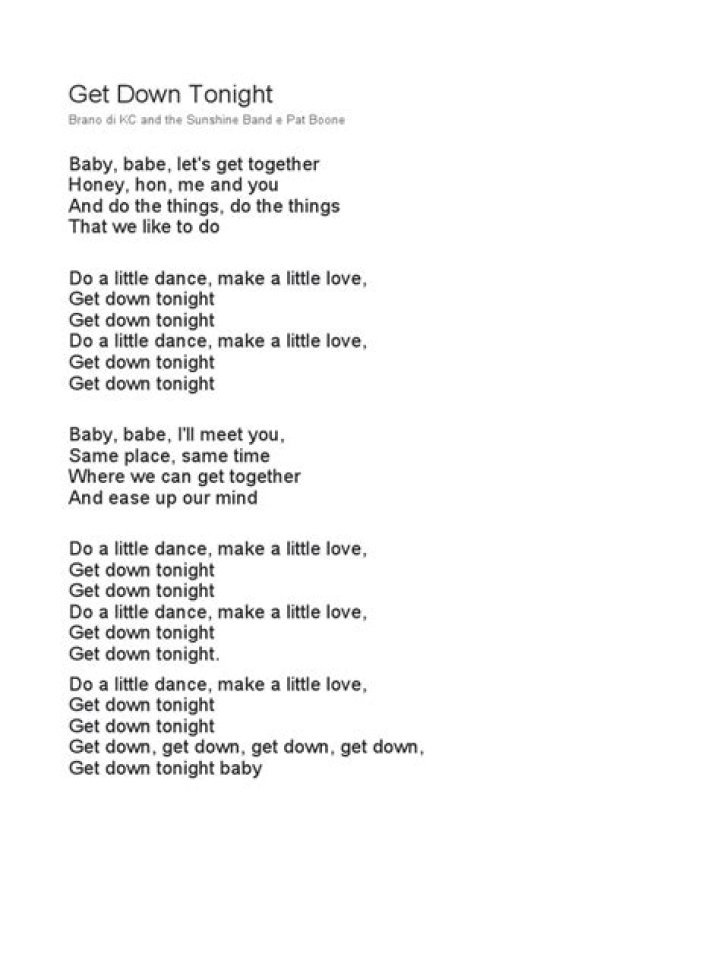Baby lets get down tonight lyrics