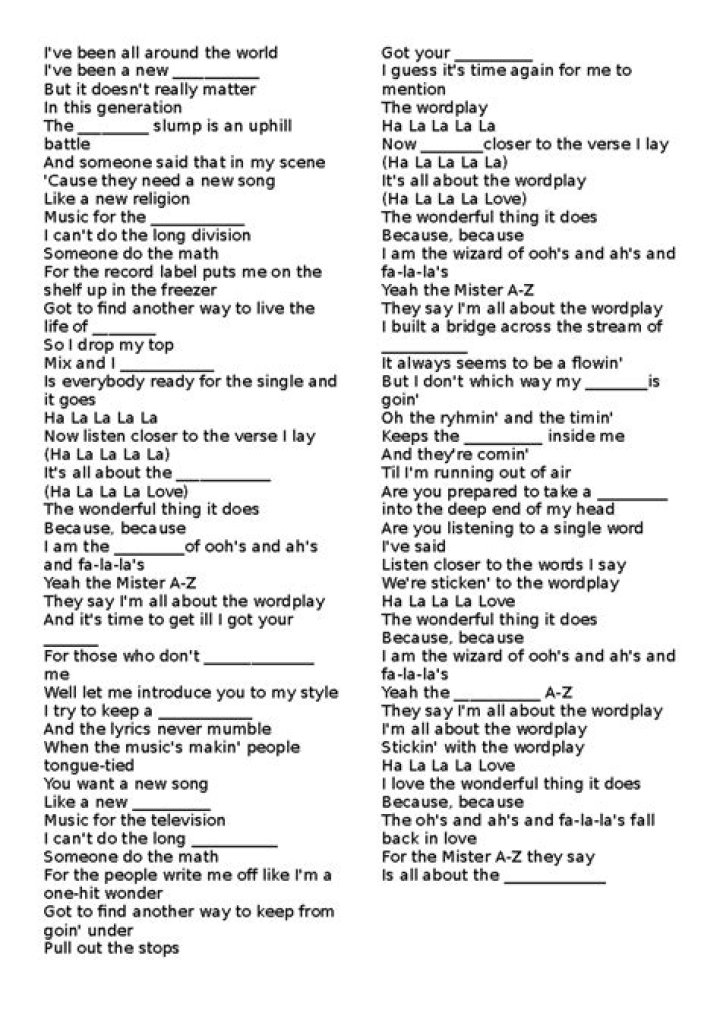 Been around the world and lyrics