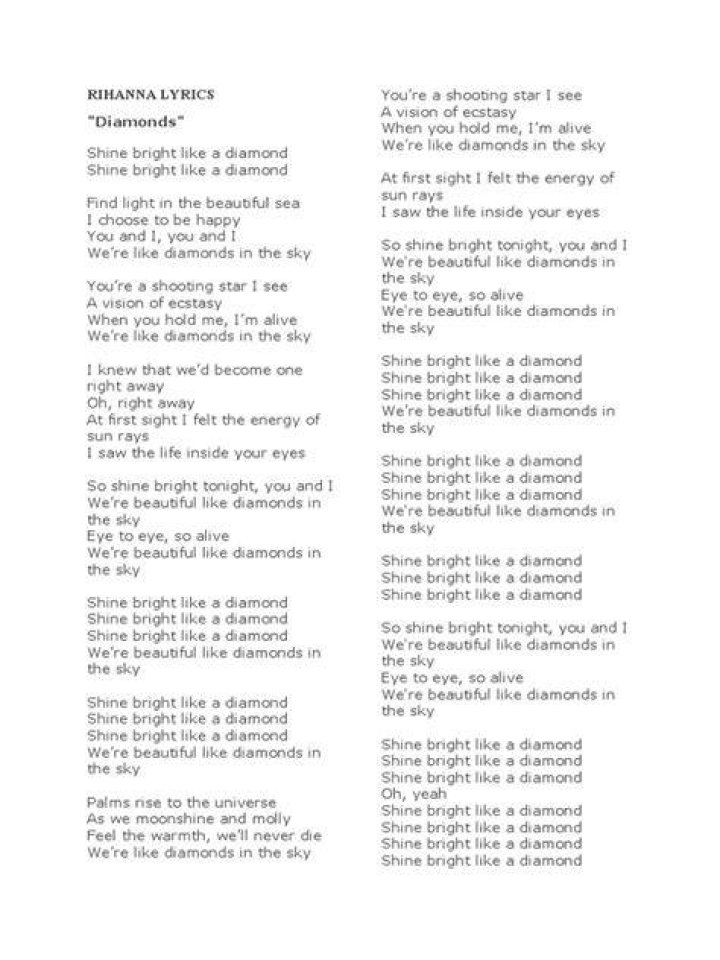 Diamond rihanna lyrics
