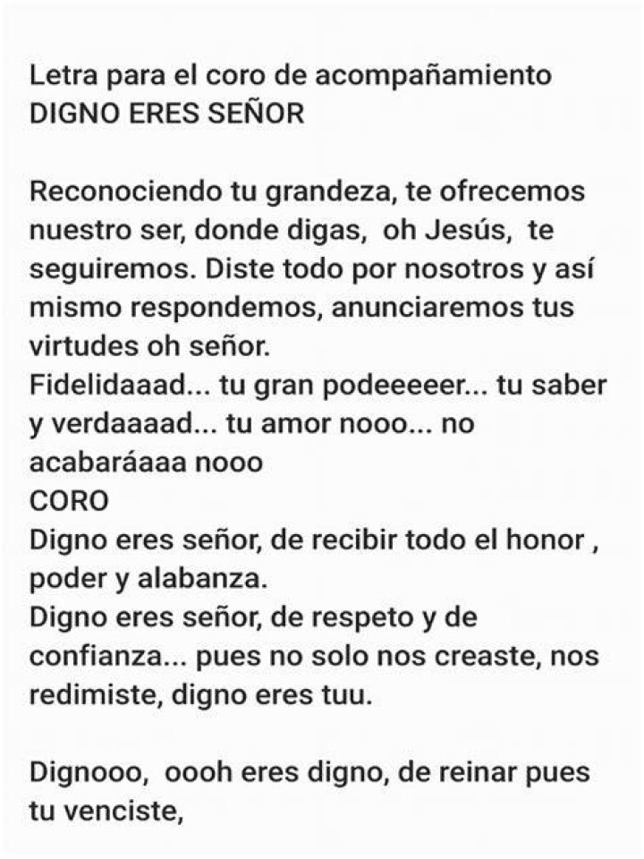 Digno eres letra lyrics