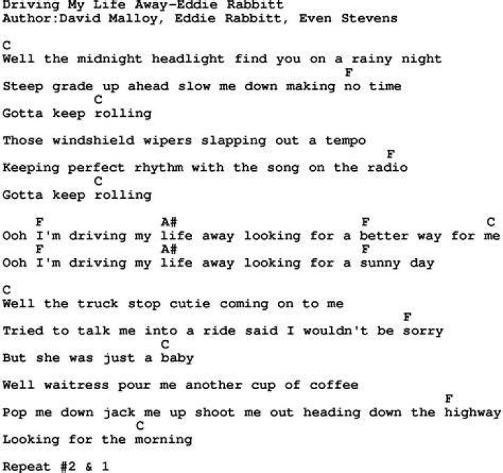Eddie rabbit windshield wipers lyrics