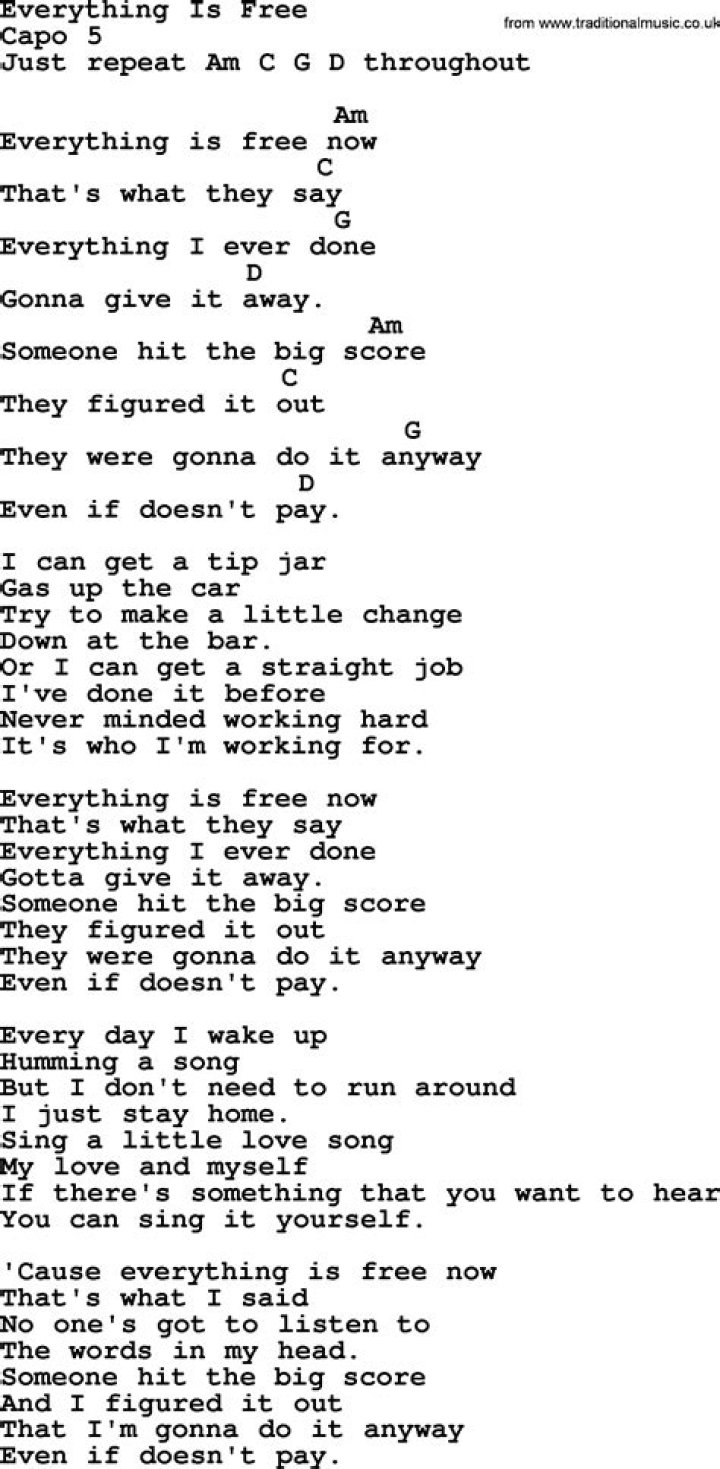 Everything is free lyrics