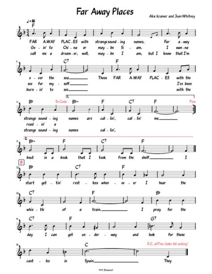 Far away places lyrics