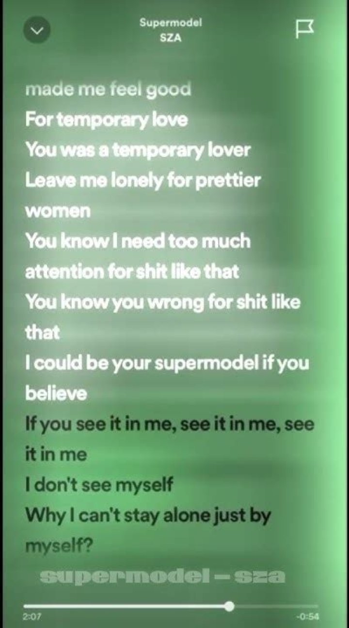 Figurative language in sza supermodel lyrics