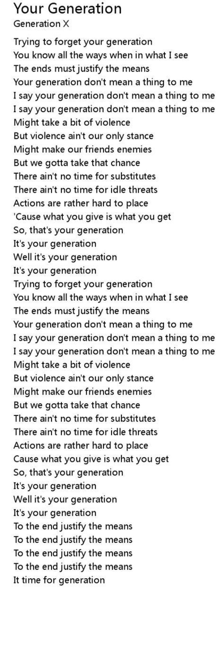 Generation after generation keep lyrics