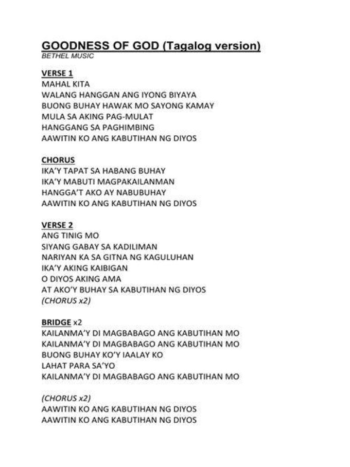 God made you tagalog version lyrics