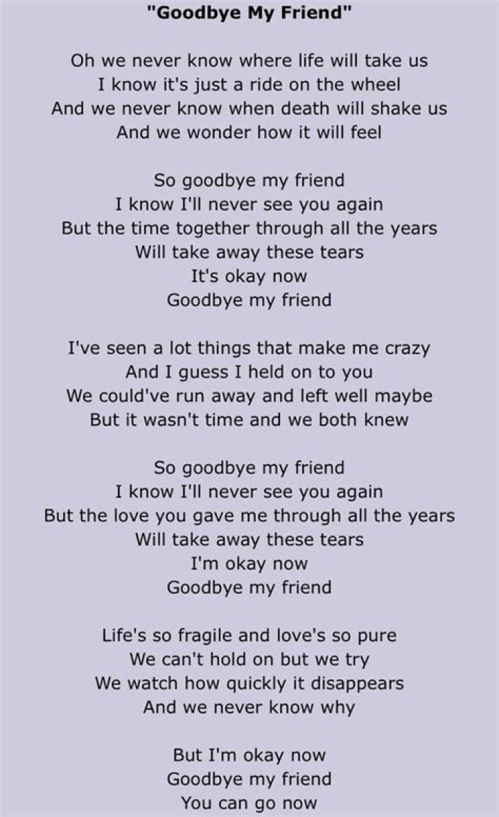 Goodbye my friend lyrics