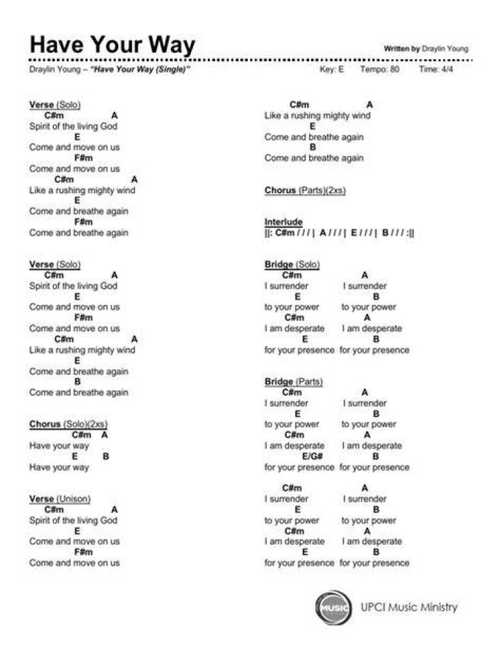 Have your way lee williams printable lyrics