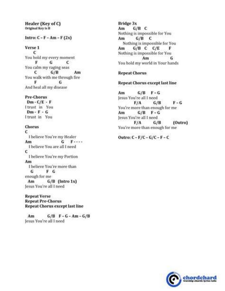 Healer chords lyrics
