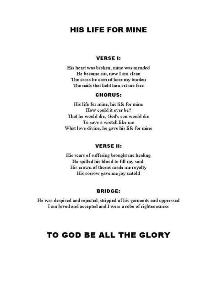 His life for mine lyrics