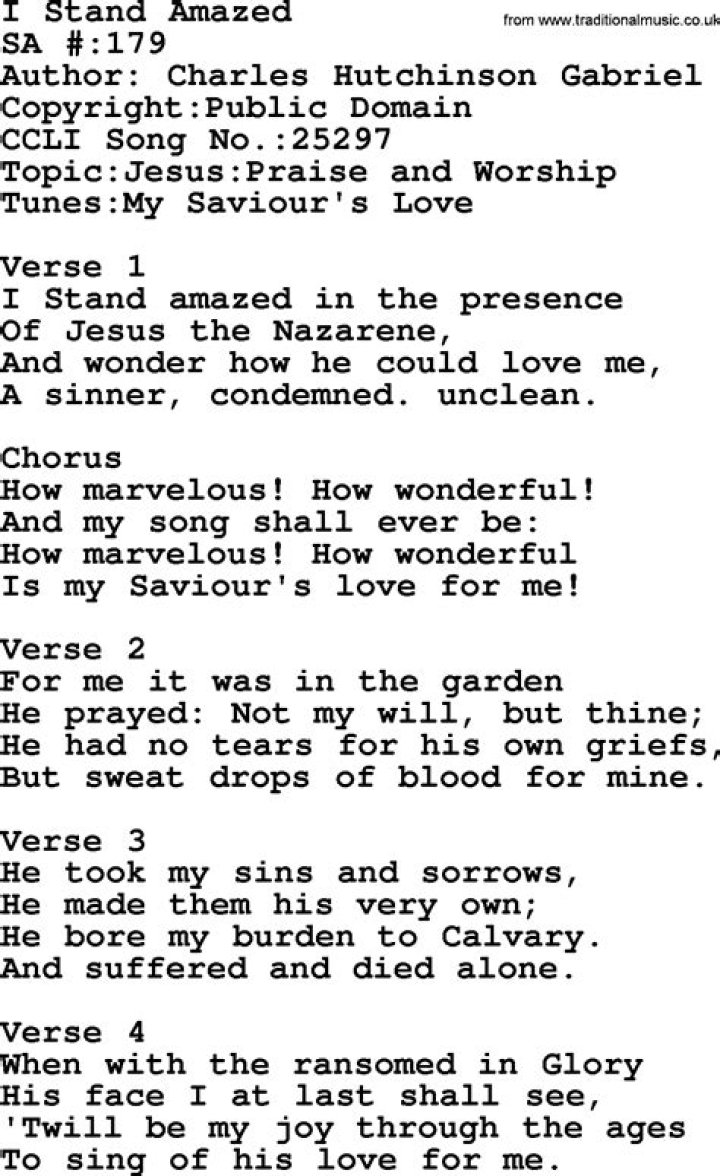 I stand amazed lyrics lyrics
