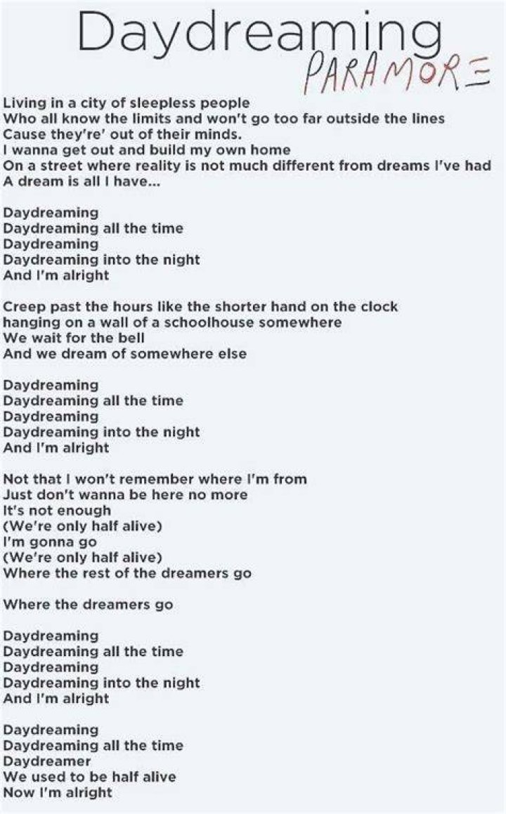 I was daydreaming lyrics