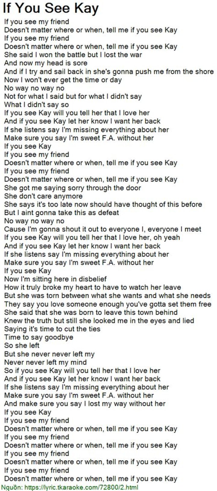 If you see kay lyrics