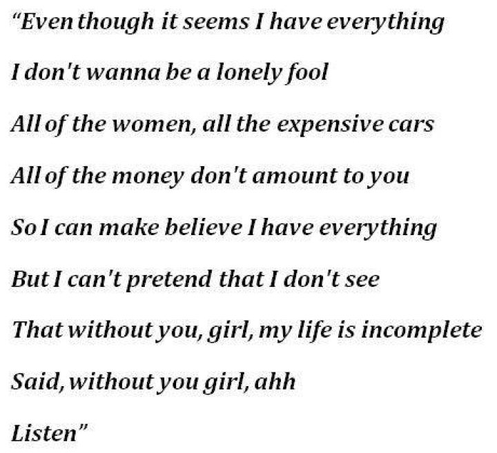 Incomplete sisqo lyrics