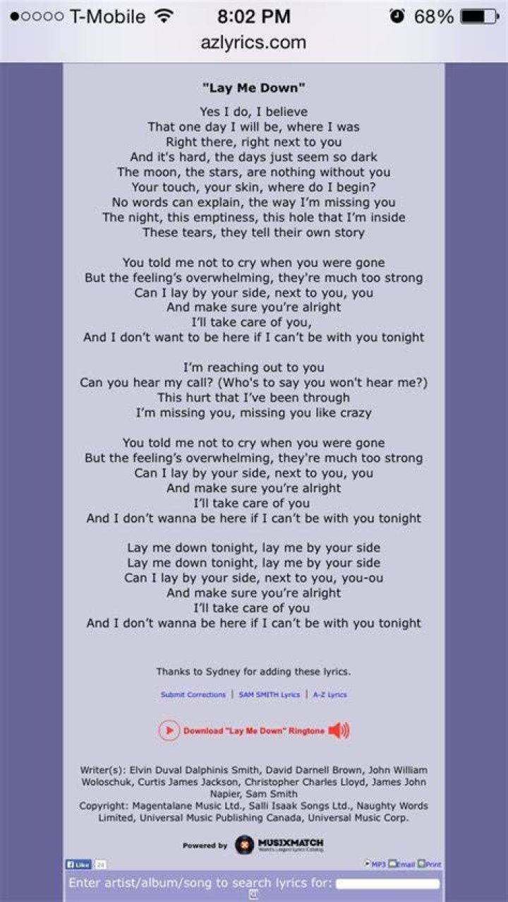 Lay me down paraphrase lyrics lyrics