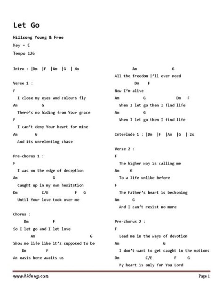 Let go hillsong lyrics