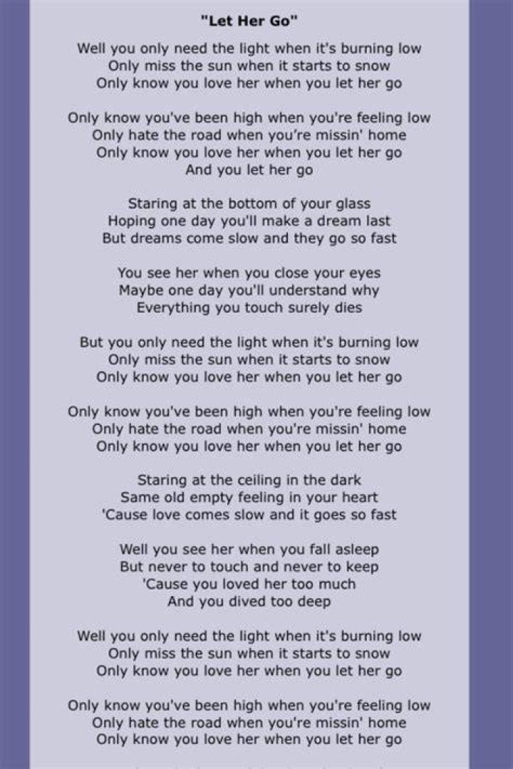 Let her go slowed lyrics