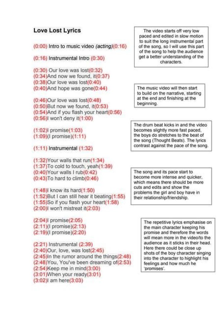 Lost love lyric lyrics