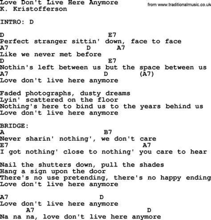 Love dont live here anymore lyrics