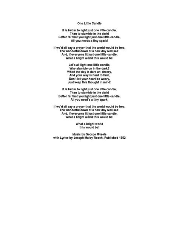 One little candle lyrics