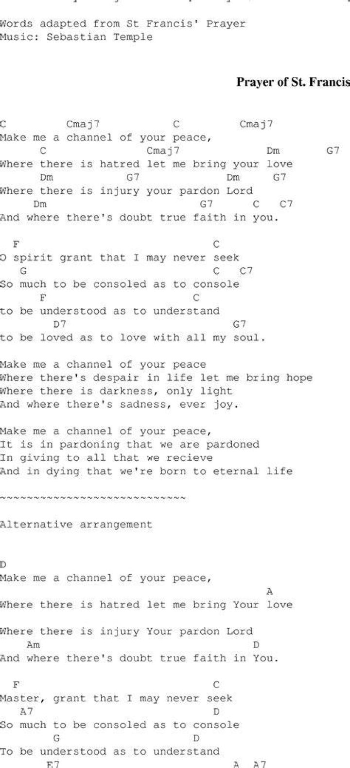 Saint francis song lyrics