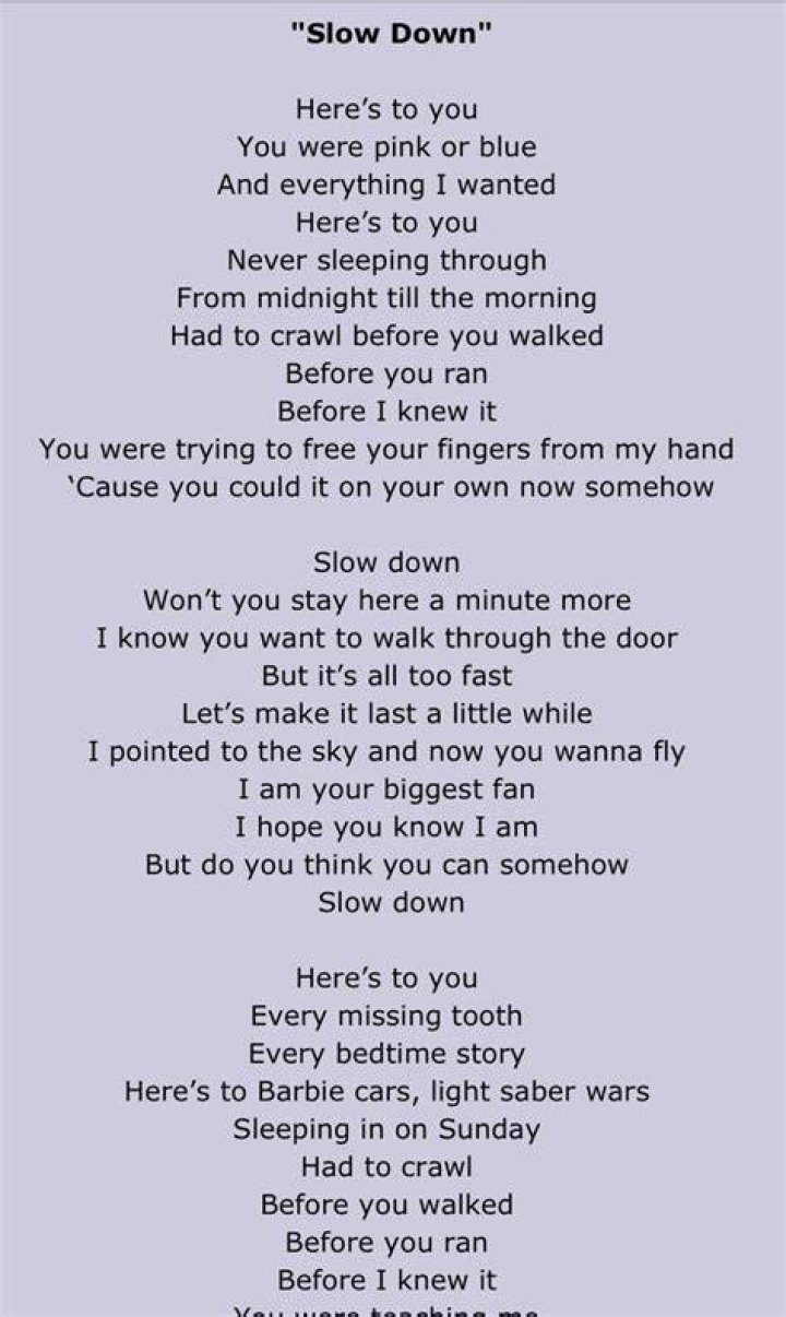 Slow down nichole lyrics