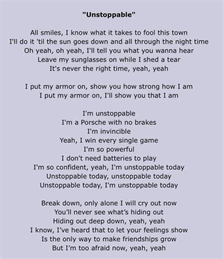 Unstopable song lyrics lyrics