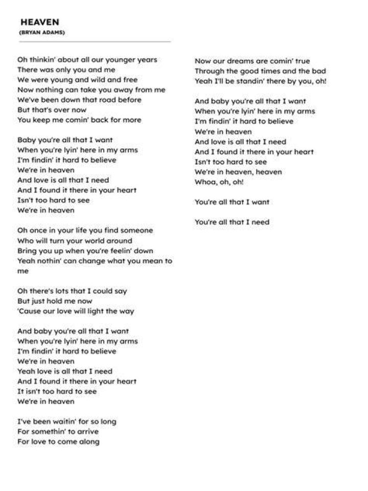 You look like heaven lyrics